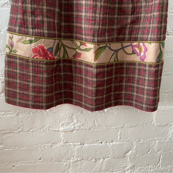 Vintage Dress Womens Mixed Plaid Floral Print Maxi Prairie Folk Eclectic Country - Picture 6 of 13